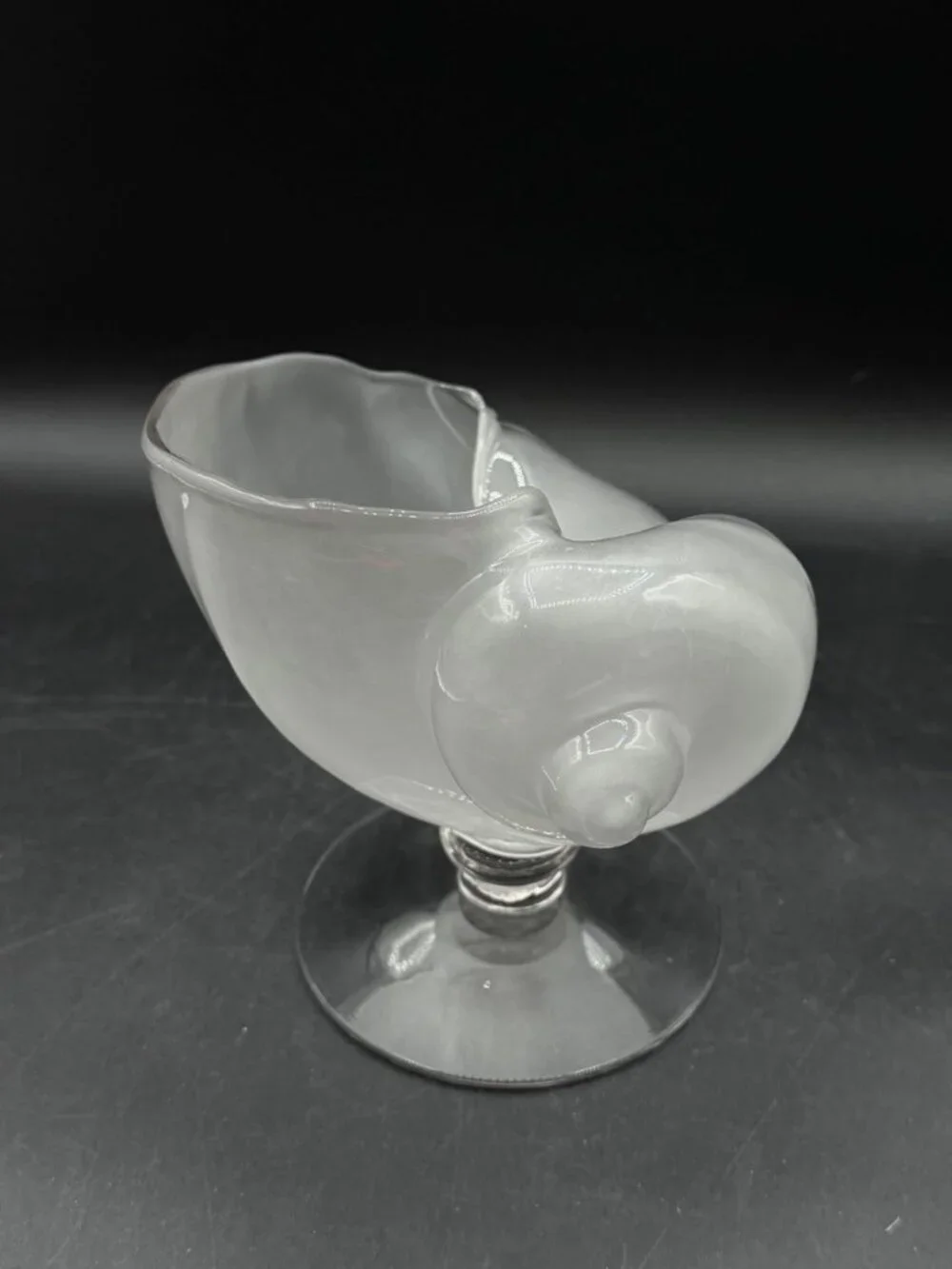 Cambridge Crown Tuscan Glass Footed Nautilus Shell Vase Opaque Frosted